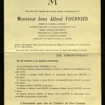 Faire-part de décès du Pr Fournier, 1914.