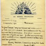 Lettre du Génie français, association organisant des visites, conférences et voyages, remerciant le conservateur du Musée d’accepter de les guider dans leur visite, 1931.