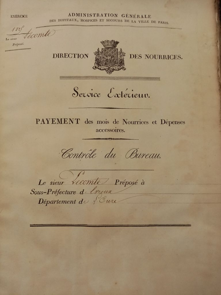 Registre de paiement des mois de nourrices, 1806-1825 (Archives AP-HP, 224FOSS/1)