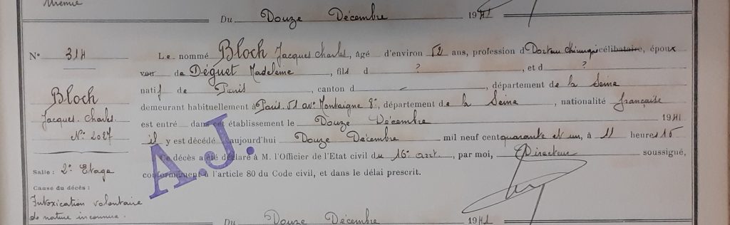 Registre des déclarations de décès de l’hôpital Piccini (Archives AP-HP, PCC/10)