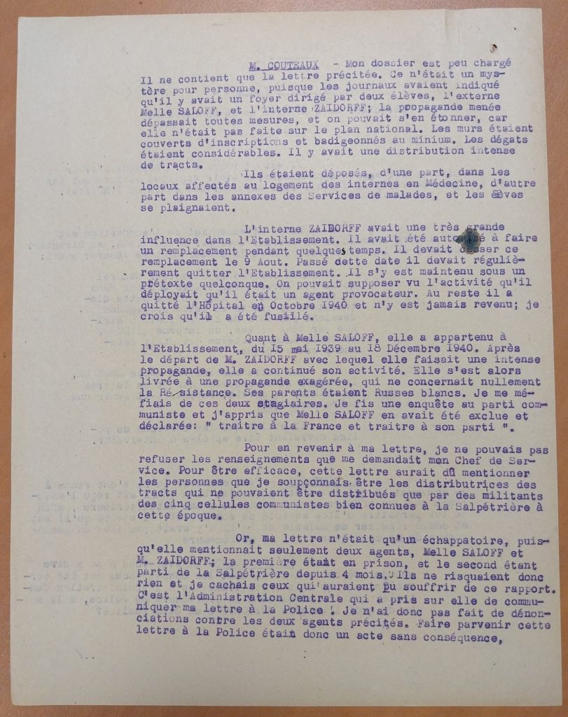 PV audition J. Couteaux devant la commission d’épuration de la préfecture de la Seine , 14/12/1944 (805/FOSS/8)